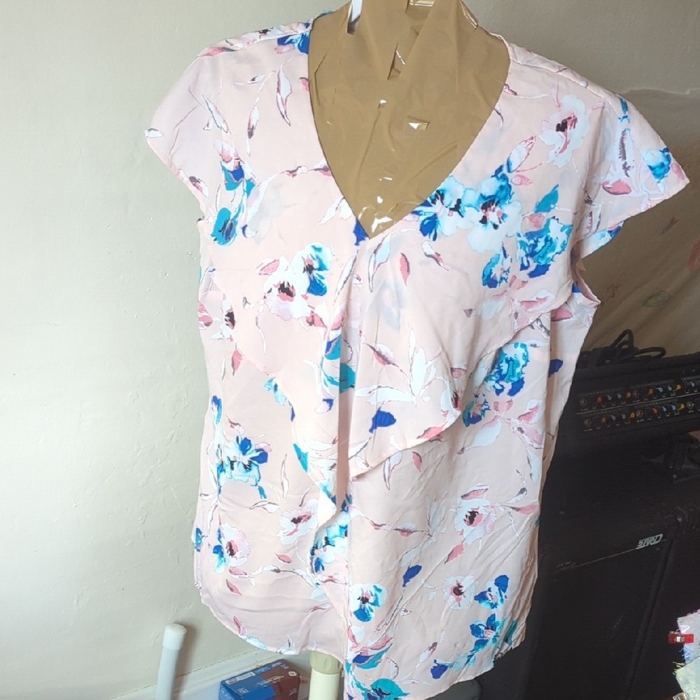 Lane Bryant Floral Blouse in Pink and Blue